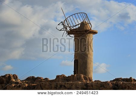 A Ruined Lighthouse In The Coastal Town Of Batroun, Lebanon.