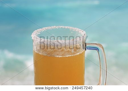 A Glass Of Mexican Beer On The Beach In Lebanon.