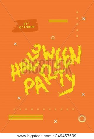 Halloween Party Poster With Geometric Decoration. Happy Halloween Banner. Template For Holiday Desig