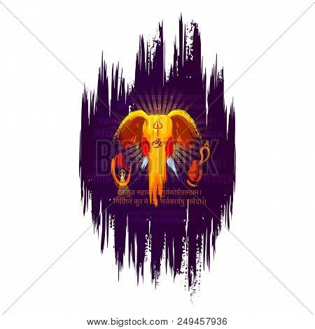 Vector Illustration Of Hindu God Lord Ganesha In Paint Style With 