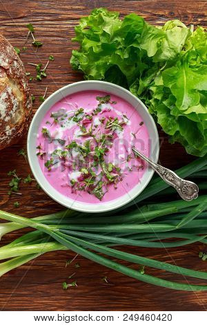 Traditional Russian And East European Summer Cold Soup For Hot Weather.