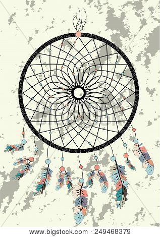 Dream Catcher Boho Native American Indian Talisman Dreamcatcher. Clothes Ethnic Tribal Design. Magic