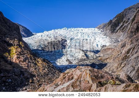 Franz Josef Glacier And Mountains Landscape, New Zealand