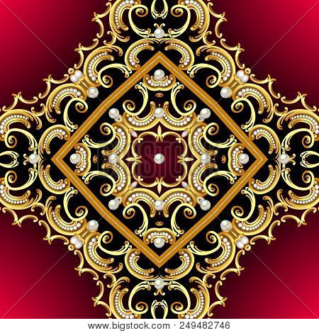 Illustration Background With Pearl And Gold En Pattern