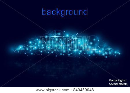 Magic Space. Abstract Universe Background. Blue Background And Shining Stars. Vector Illustration .e