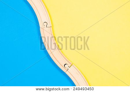 Toys Background. Wooden Curve Railways On Colorful Background.