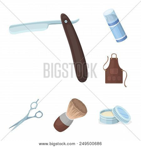 Barbershop And Equipment Cartoon Icons In Set Collection For Design. Haircut And Shave Vector Symbol