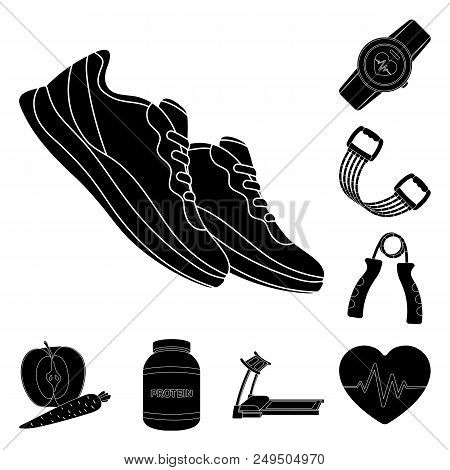 Gym And Training Black Icons In Set Collection For Design. Gym And Equipment Vector Symbol Stock  Il