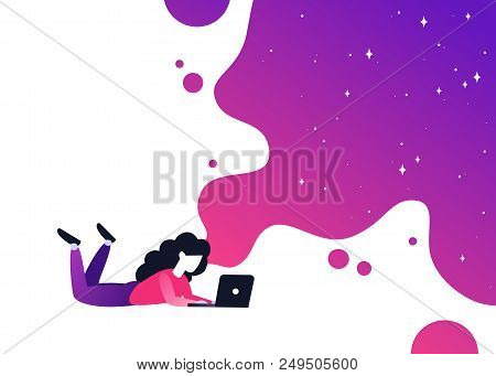 Vector Ultra Violet Gradient Illustration Of Creativity. Concept With Bright Colorful Splash. Young 