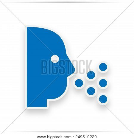 Sneezing Icon. Style Flat Symbol Blue Colors, White Background.