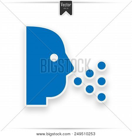 Sneezing Vector Icon. Style Flat Symbol Blue Colors, White Background.