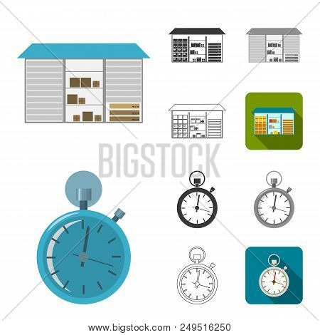 Logistics Service Cartoon, Black, Flat, Monochrome, Outline Icons In Set Collection For Design. Logi