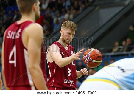 Kyiv, Ukraine - July 1, 2018: Davis Bertans Of Latvia In Action During The Fiba World Cup China 2019