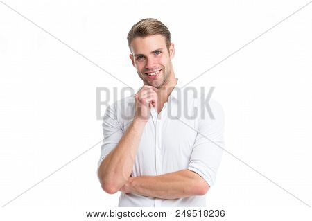 Businessman Start Up Business. Successful Start Up Of Businessman. Happy Businessman Begins Business