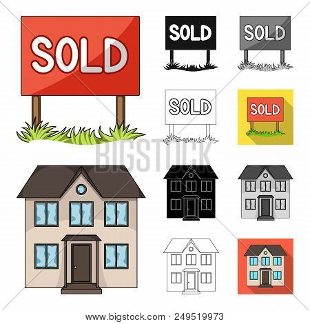 Realtor, Agency Cartoon, Black, Flat, Monochrome, Outline Icons In Set Collection For Design. Buying