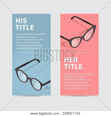 Vector Isometric Flyer Template. Male Versus Female Concept. Vector Isometric Man Glasses And Woman 