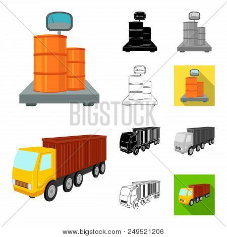 Logistics And Delivery Cartoon, Black, Flat, Monochrome, Outline Icons In Set Collection For Design.