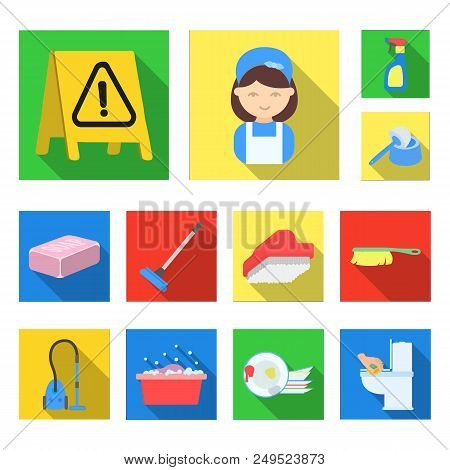 Cleaning And Maid Flat Icons In Set Collection For Design. Equipment For Cleaning Vector Symbol Stoc