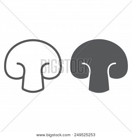 Champignon Line And Glyph Icon, Vegetable And Diet, Mushroom Sign, Vector Graphics, A Linear Pattern