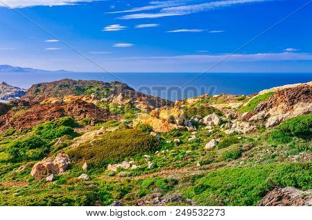 Sea Landscape With Cap De Creus, Natural Park. Eastern Point Of Spain, Girona Province, Catalonia. F