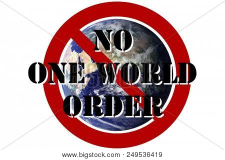 Earth with International No Symbol and text reading 