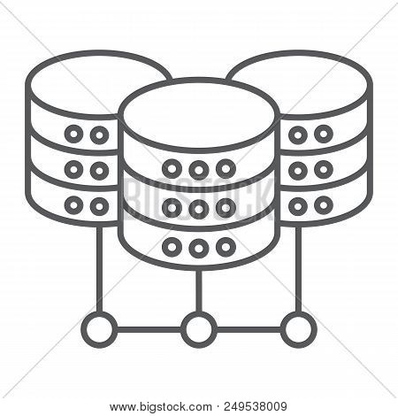 Data Center Thin Line Icon, Data And Analytics, Network Hosting Sign, Vector Graphics, A Linear Patt