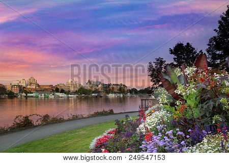 Sunset By The Park At Victoria British Columbia Canada Innter Harbour
