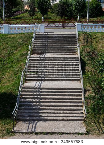 Staircase On The Embankment Of The Volga River