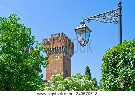 Lasize, Italy - August 11, 2008: Garda Lake, View Of A Tower Of The Old Catle