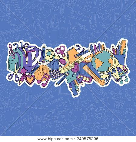 Back To School Hand Drawing Banner Of Study Supplies