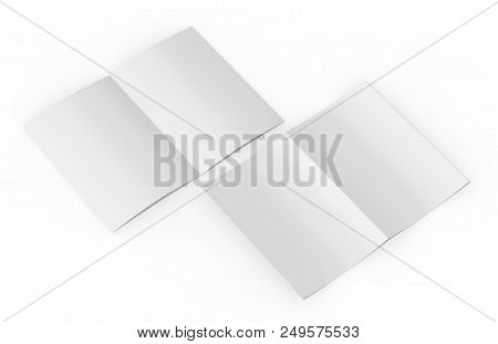 A4 Half-fold Brochure, Mock Up Template On Isolated White Background, Ready For Your Presentation, 3