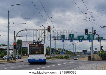 Gdynia, Pomeranian / Poland - 2018: Slaska Street, Traffic In The City Center