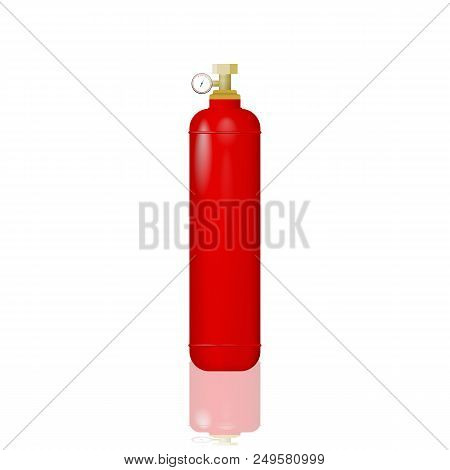 Red Cylinder With Liquefied Gas. Vector Illustration Of An Lpg. Methane, Propane, Butane, Natural Ga