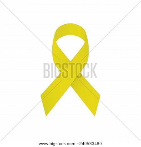 Yellow Ribbon On A White Background. Symbolic Suicide Prevention. Vector Illustration.