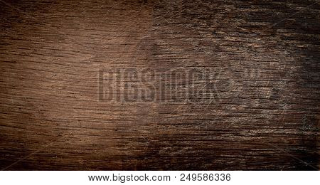 Dark Wood Bark Texture Background With Old Natural Pattern. Dark Brown Wooden Surface