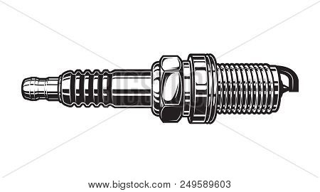 Vintage Automobile Spark Plug Concept In Monochrome Style Isolated Vector Illustration