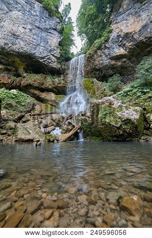 Waterfall University. Height About 20 Meters. North Caucasus Russia