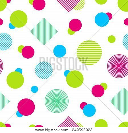 Vector Colorful Seamless Pattern. Abstract Background In Bright Colors. Colored Geometric Shapes. Si
