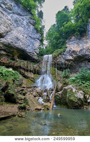 Waterfall University. Height About 20 Meters. North Caucasus Russia