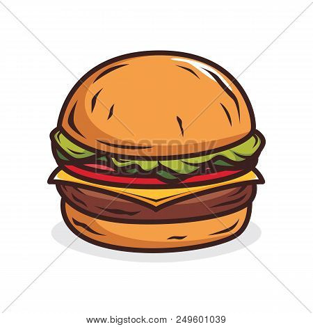 Cheese Burger Illustration Vector On White Background