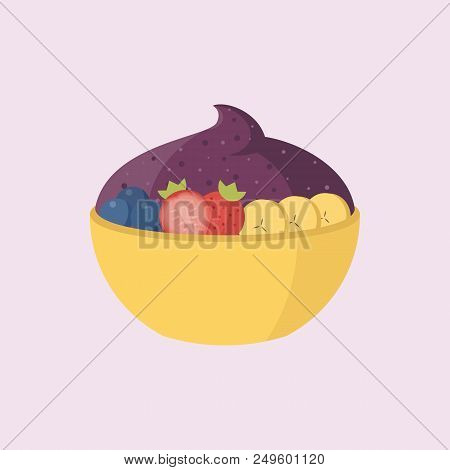A Bowl Of Acai With Fruits Illustration Vector