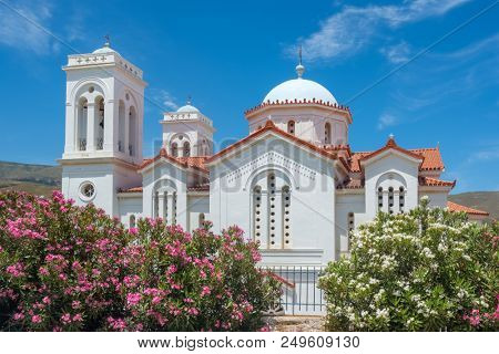 Metropolis Andros church in Chora town on Andros island, Cyclades, Greece