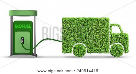 Delivery van powered by biofuel - 3d rendering