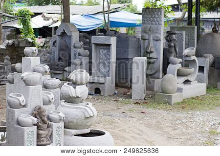 Balinese Cement Sculpture Market In Ubud Bali Indonesia