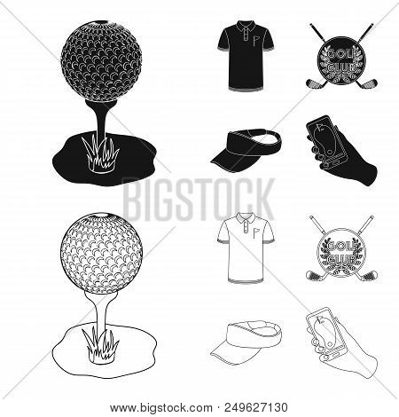 Emblem Of The Golf Club, Cap With A Visor, Golfer Shirt, Phone With A Navigator.golf Club Set Collec