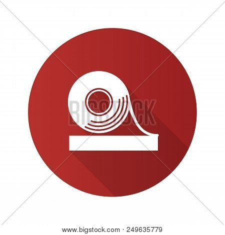 Adhesive Tape Roll Flat Linear Long Shadow Icon. Insulating And Electrical Tape. Vector Outline Symb