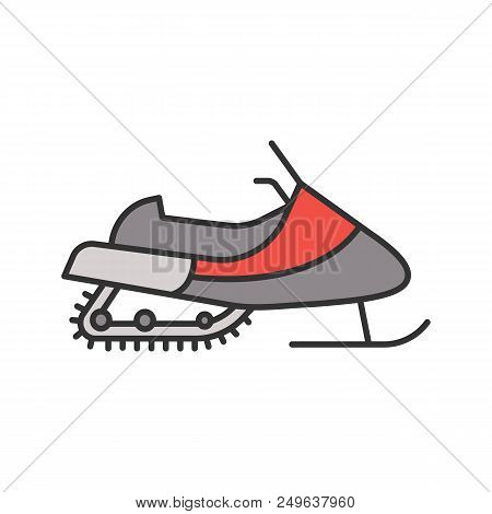Snowmobile Color Icon. Motor Sled. Isolated Vector Illustration