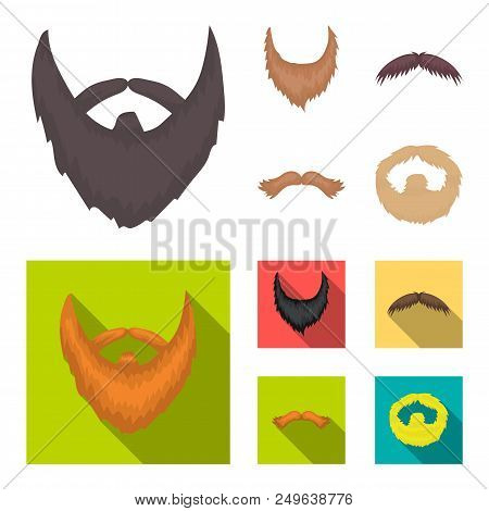 Mustache And Beard, Hairstyles Cartoon, Flat Icons In Set Collection For Design. Stylish Haircut Vec