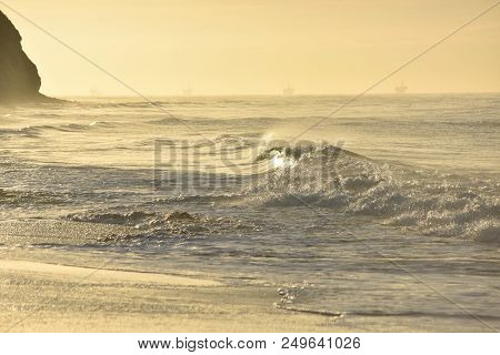 Sparkling Waves Moving Onto The California Coast
