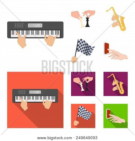 Playing On An Electric Musical Instrument, Manipulation With Chess Pieces And Other  Icon In Cartoon